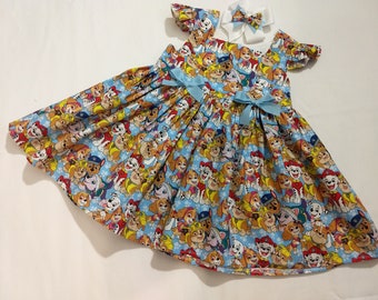 Paw Patrol Inspired Twirl Dress & Matching Hairbow