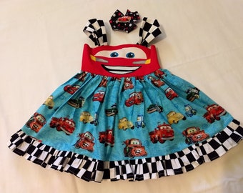 Cars Lightning McQueen Disney Twirl Dress & Matching Hairbow