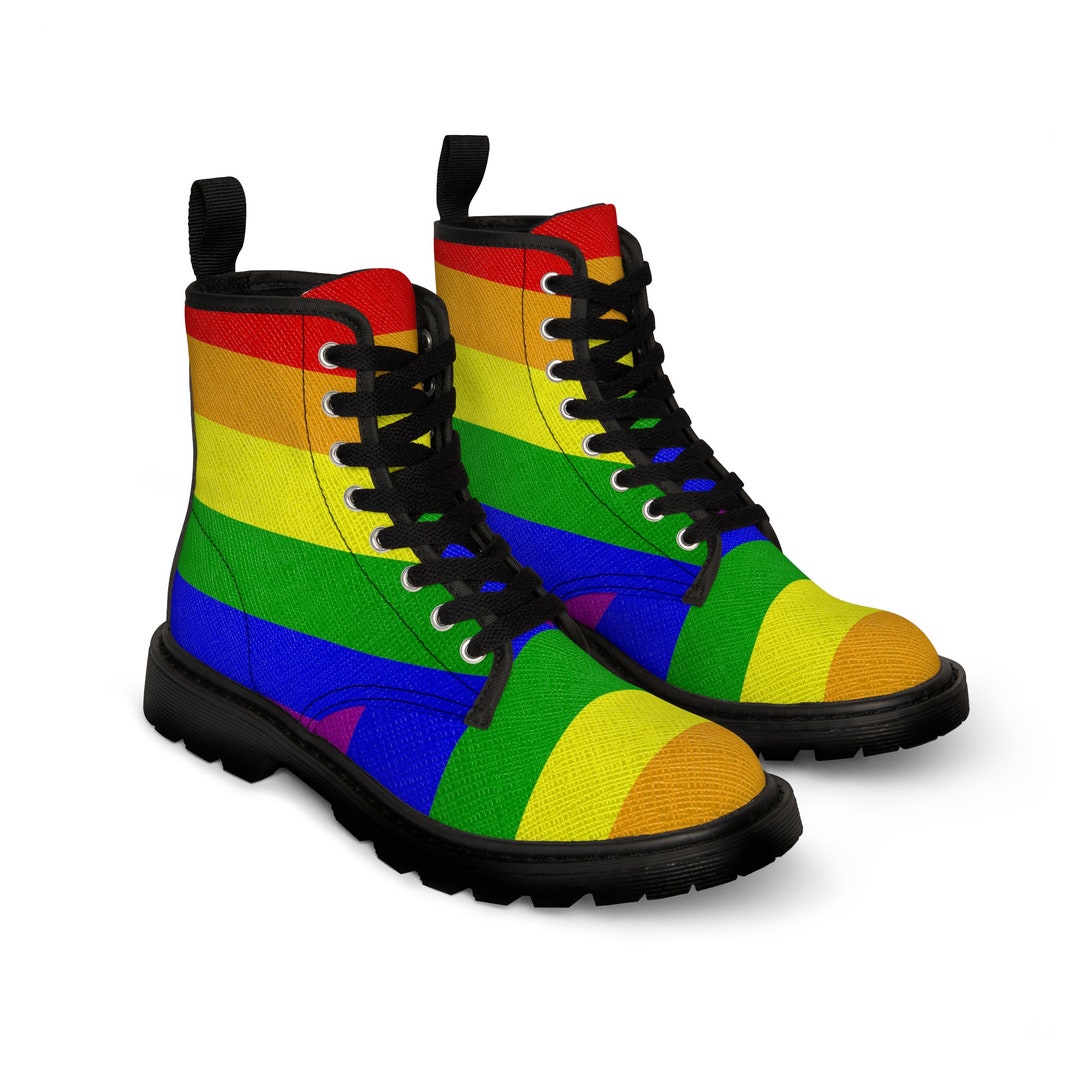 LGBT Boots Gay Boots Gay Pride Boots Men's Canvas Boots Etsy