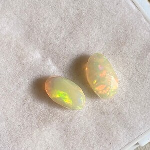 Natural Ethiopian White Opal Faceted Tumble 2.13 Carat 2 Pieces lot Undrilled Opal Gemstone