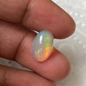 Natural Ethiopian White Opal Cabochon Oval 1.99 Carat 12x7.8 MM Gemstone