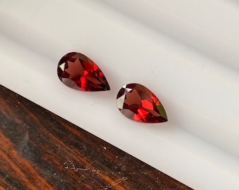 Natural Garnet Faceted 1.92 Carat 8x5 MM Pear Shape Gemstone Wholesale 2 Pieces