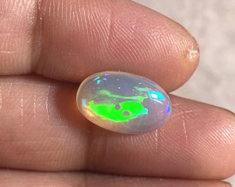 Natural Ethiopian White Opal Cabochon Oval 2.29 Carat 12.5x8 MM Welo Fire Opal AAA Quality Jewelry Making Opal Loose Gemstone
