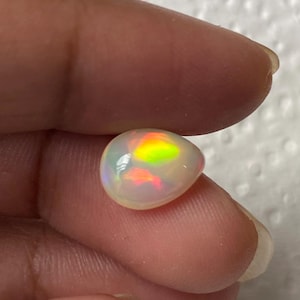 Natural Ethiopian White Opal Cabochon Pear 10x7.5MM 1.34 Carats Gemstone