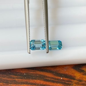 Natural Blue Zircon  Faceted 1.95 Carat 6x4 MM Octagon Gemstone Wholesale 2 Pieces