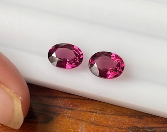 Natural Rhodolite Garnet Faceted 3.37 Carat 8x6 MM oval Shape Gemstone Wholesale 2 Pieces