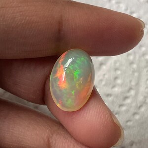 Natural Ethiopian White Opal Cabochon Oval 15x10.5 MM 4.51 Carats Gemstone