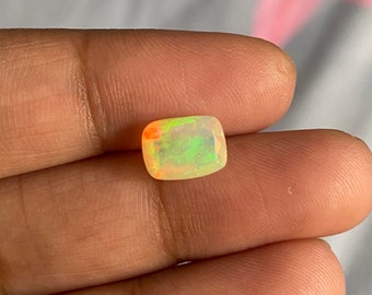 Natural Ethiopian White Opal Faceted 1.22 Carat Cushion Shape 8.7x6.4 MM Welo Fire Opal AAA Quality Jewelry Making Opal Loose Gemstone