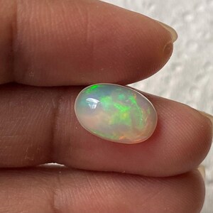 Natural Ethiopian White Opal Cabochon Oval 1.61 Carat 11x7.5 MM Gemstone