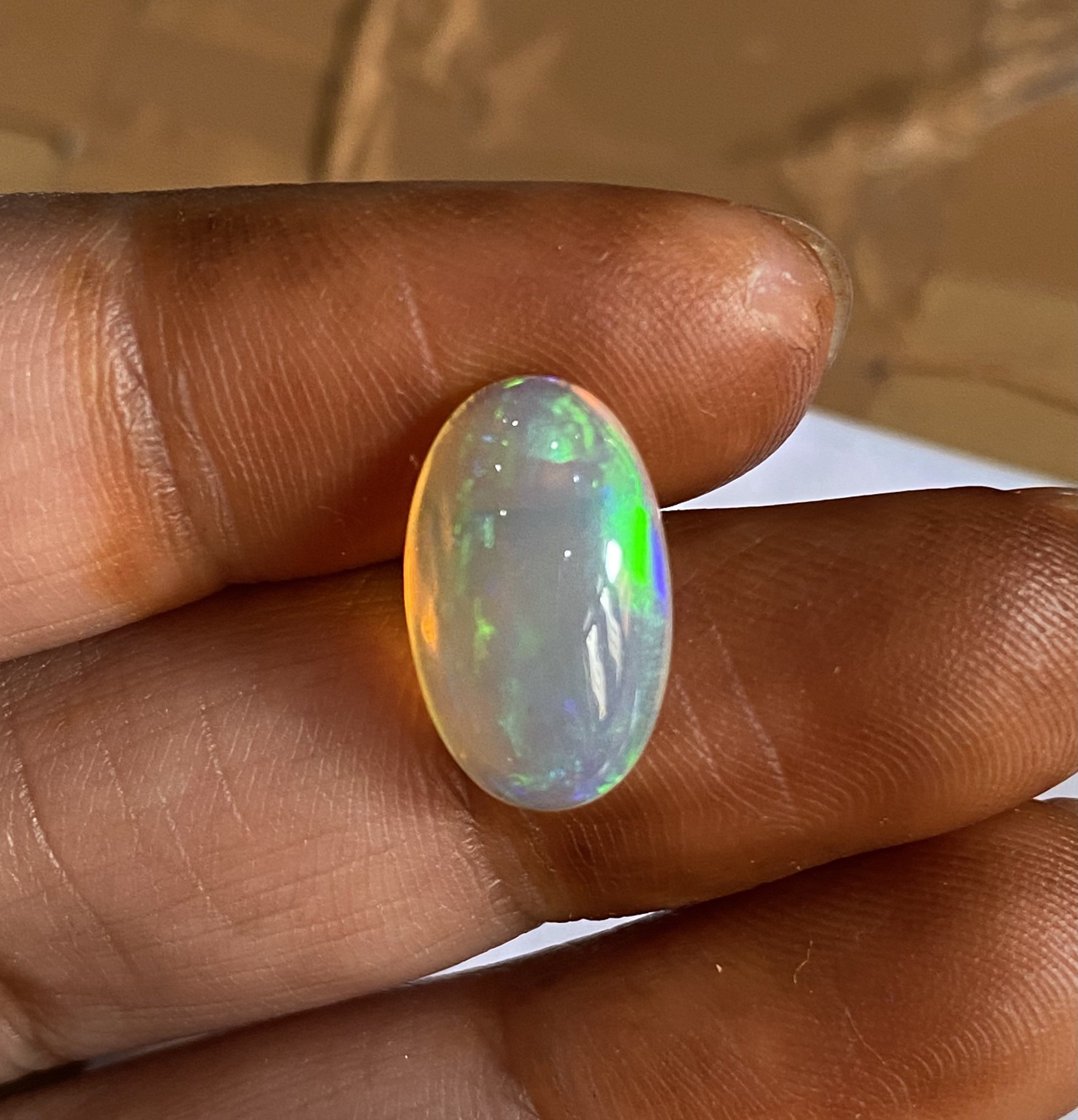 Lot De 8 Cabochons Opale Welo Naturelle D'Éthiopie, 1,20 Carats, Blanc Multicolore