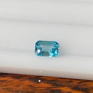 Natural Blue Zircon  Faceted 1.38 Carat 7x5 MM Octagon Gemstone Wholesale