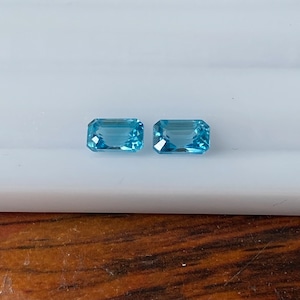 Natural Blue Zircon  Faceted 1.91 Carat 6x4 MM Octagon Gemstone Wholesale 2 Pieces