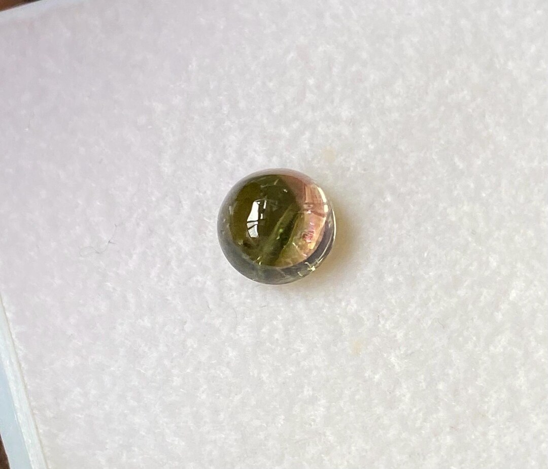 天然バイカラートルマリンカボション 1.44カラット 6.7x6.7 MM