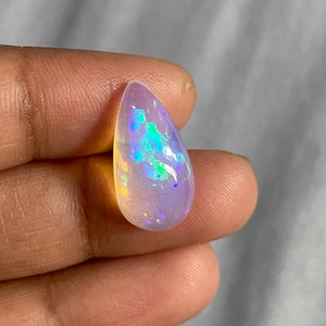 Natural Ethiopian White Opal Cabochon Pear 4.71 Carats 18x9.5 MM  Welo Fire Opal AAA Quality Jewelry Making Opal Loose Gemstone