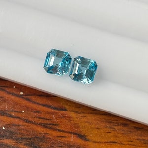 Natural Blue Zircon  Faceted 2.33 Carat 5.5x5.5 MM Asscher Cut Gemstone Wholesale 2 Pieces