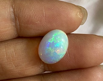 Natural Ethiopian White Opal Cabochon Oval 2.40 Carat 12x9 MM Welo Fire Opal AAA Quality Jewelry Making Opal Loose Gemstone