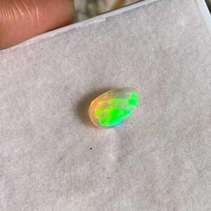 Natural Ethiopian White Opal Faceted Tumble 1.09 Carat Undrilled Opal AAA Quality Jewelry Making Opal Loose Gemstone