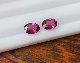 Natural Rhodolite Garnet Faceted 3.07 Carat 8x6 MM oval Shape Gemstone Wholesale 2 Pieces