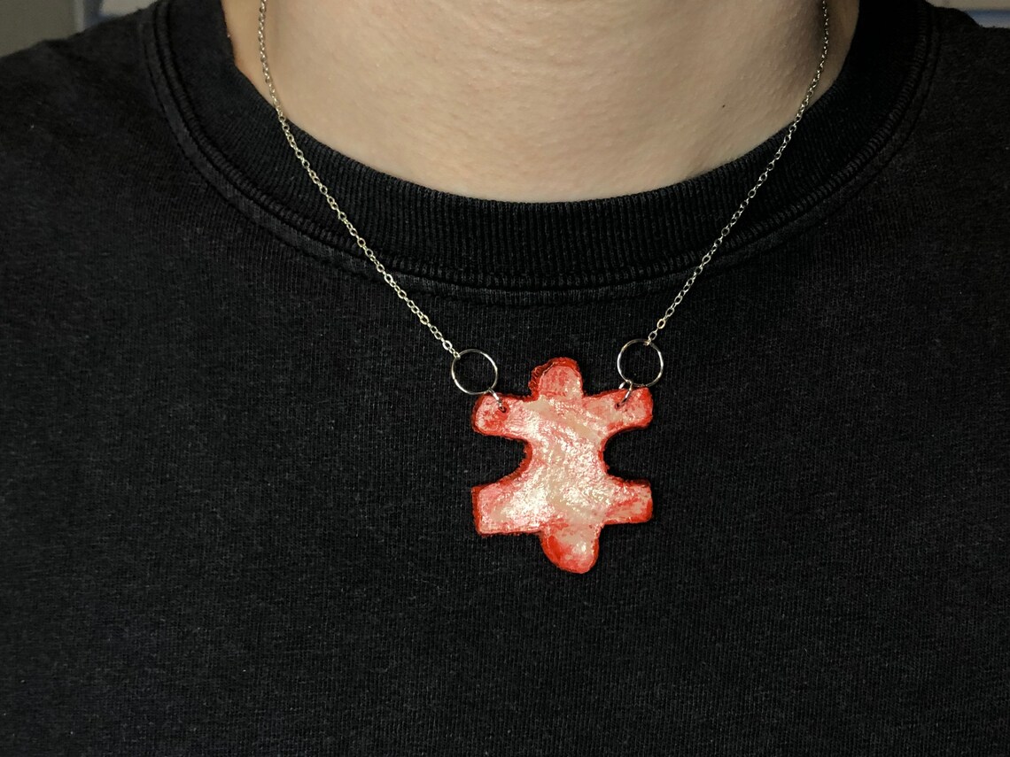 Flesh Jigsaw Piece Necklace Etsy