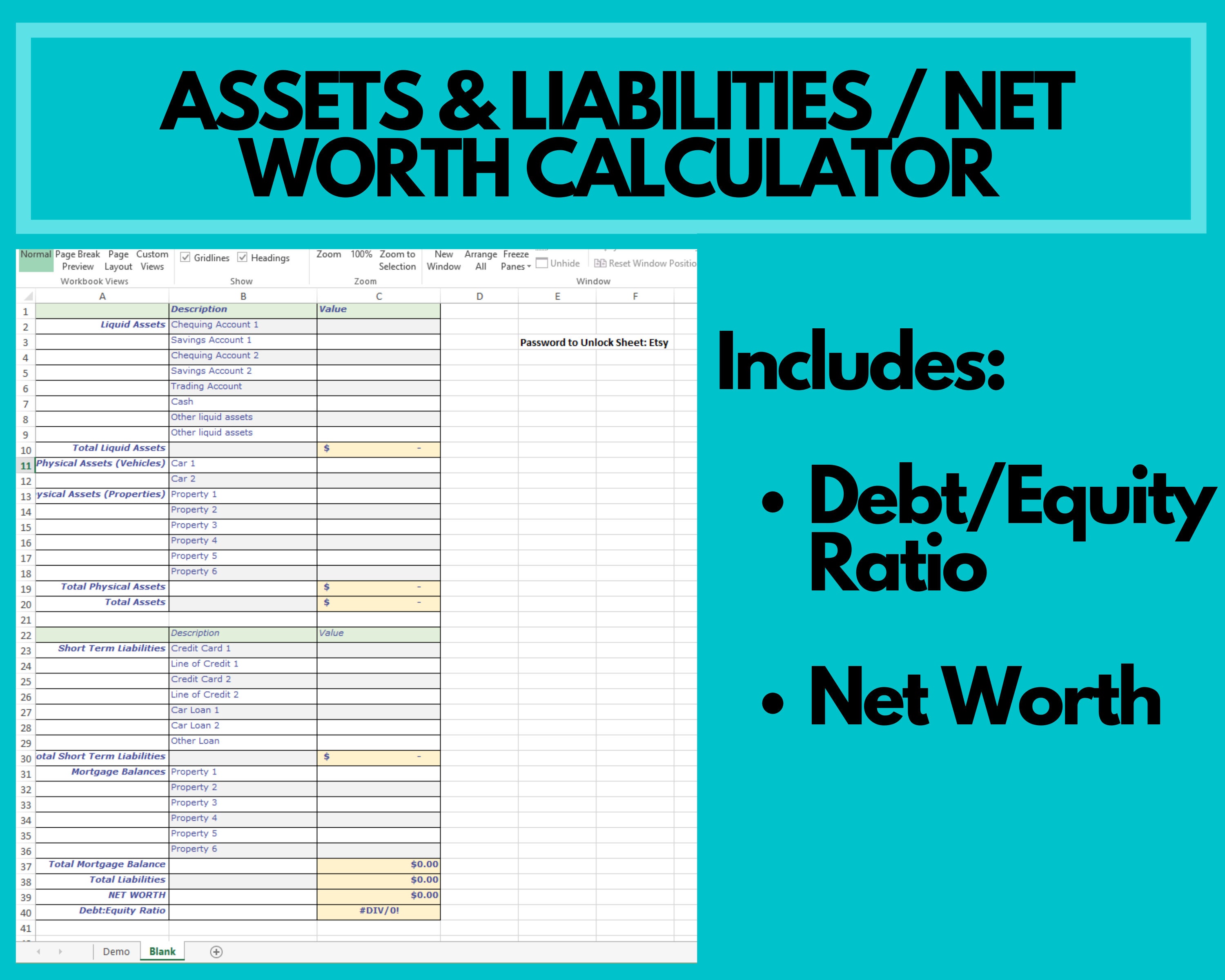 Assets And Liabilities Worksheet