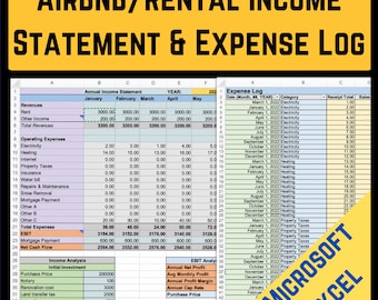 Airbnb Rental Income Statement Expense Tracker | Vacation and Long-Term Rental Spreadsheet | Cap Rate & Profit Margins | Digital Download