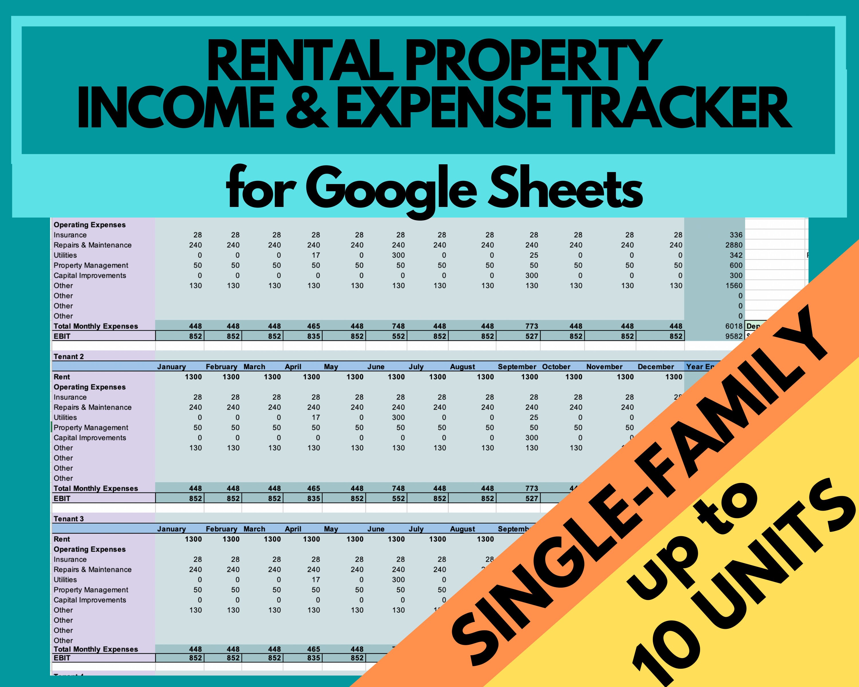 Rental Property Statement & Expense Tracker 10 Single Family
