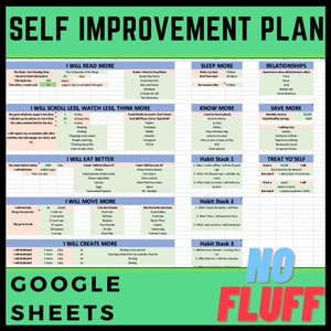Självförbättringsplanerare | Målsättning och vanehantering | Google Sheets
