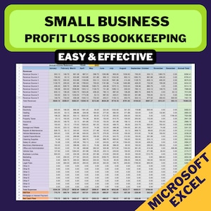 中小企業向け簿記スプレッドシート | 収入と支出の追跡 | デジタルダウンロード