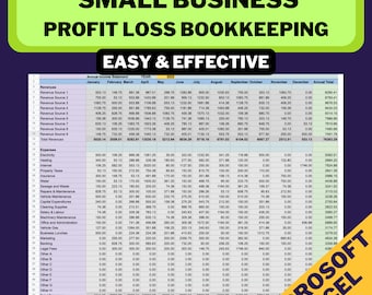 Small Business Bookkeeping Spreadsheet | Income & Expense Tracker | Digital Download