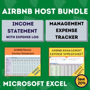 AirBNB Income Statement & Management Expense BUNDLE (2 Files) - Calculate Management Expenses, Cleaning Fees, Net Income (Digital Download)