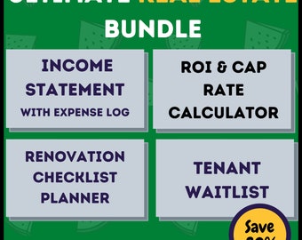 Ultimate Real Estate Spreadsheet Bundle | Income Tracker, ROI Calculator, Renovation Plan & Tenant Waitlist | Google Sheets