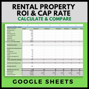 Rental Property ROI & Cap Rate Calculator | Real Estate Investment Analysis | Google Sheets