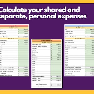 Calculate your shared and separate, personal expenses