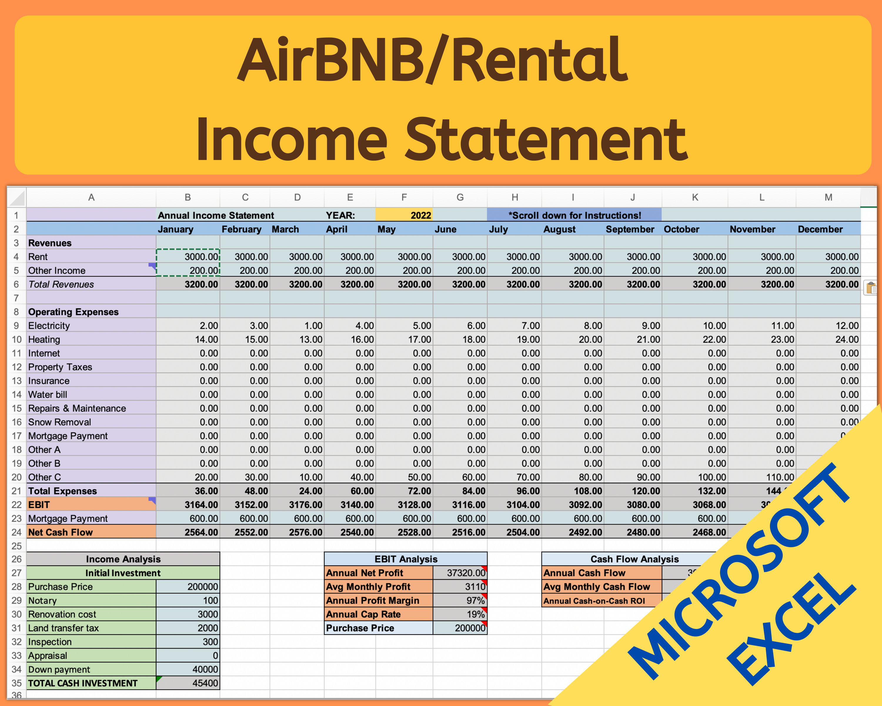 Airbnb Rental Statement Tracker Monthly & Annual Etsy Australia