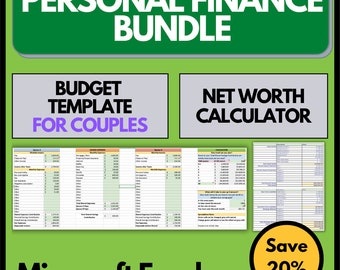 Personal Finance Bundle for Couples | Budget and Net Worth Calculator | Shared & Personal Expenses | Excel