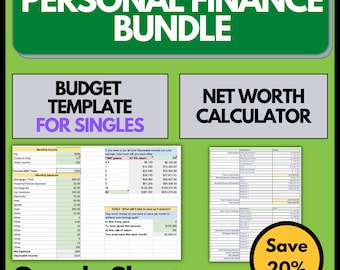 Personal Finance Bundle for Singles | Budget & Net Worth Tracker | Google Sheets