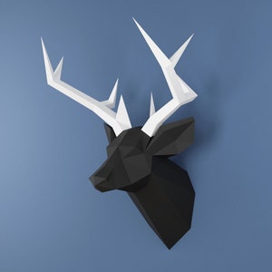 Testa di cervo Papercraft schema, Origami 3D modello, Decorazione per la Casa,Arte, Regali, SVG, DXF, Cricut, Silhouette Cameo