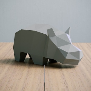 Hippopotamus Papercraft template, Abstract Low Poly 3D Origami, Home Decor, Artwork, Gifts, PDF, SVG, DXF, Cricut, Silhouette Cameo