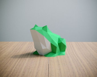 Frosch Papercraft Vorlage, 3D-Origami, Wohnkultur, Kunstwerk, Geschenke，PDF, SVG, DXF, Cricut, Silhouette Cameo