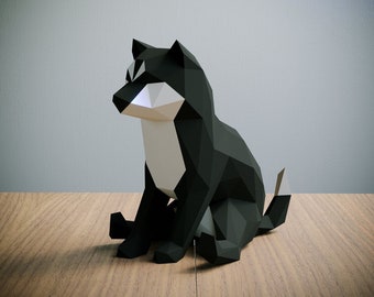 Shiba Inu Papercraft Vorlage, 3D-Origami, Wohnkultur, Kunstwerk, Geschenke，PDF, SVG, DXF, Cricut, Silhouette Cameo