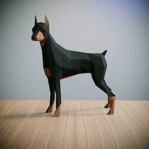 Doberman Pinscher Papercraft template, Abstract Low Poly 3D Origami, Home Decor, Artwork, Gifts, PDF, SVG, DXF, Cricut, Silhouette Cameo