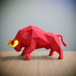 Toro Papercraft schema, Origami 3D modello, Decorazione per la Casa,Arte, Regali, SVG, DXF, Cricut, Silhouette Cameo