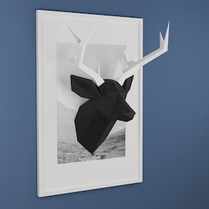 Hirschkopf Papercraft Vorlage, 3D-Origami, Wohnkultur, Kunstwerk, GeschenkePDF, SVG, DXF, Cricut, Silhouette Cameo Bild 3