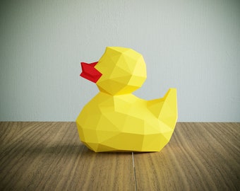 Patito amarillo Papercraft Plantilla，Abstracto 3D Origami, Decoración del Hogar, Arte, Regalos, PDF, SVG, DXF, Cricut, Silhouette Cameo