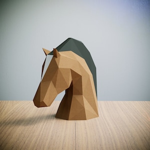 Testa di cavallo Papercraft schema, Origami 3D modello, Decorazione per la Casa,Arte, Regali, SVG, DXF, Cricut, Silhouette Cameo
