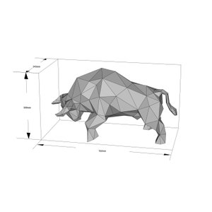 Black Bull Papercraft template, Abstract Low Poly 3D Origami, Home Decor, Artwork, Gifts, PDF, SVG, DXF, Cricut, Silhouette Cameo image 8