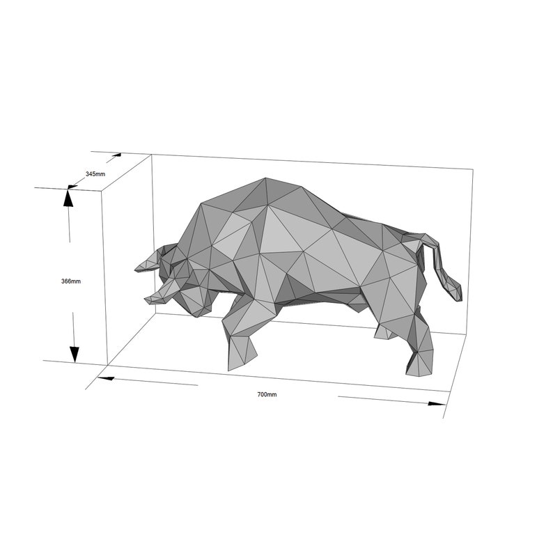 Black Bull Papercraft template, Abstract Low Poly 3D Origami, Home Decor, Artwork, Gifts, PDF, SVG, DXF, Cricut, Silhouette Cameo image 8