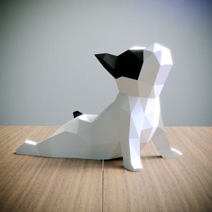 Yoga Bulldog Francese Papercraft schema, Origami 3D modello, Decorazione per la Casa,Arte, Regali, SVG, DXF, Cricut, Silhouette Cameo