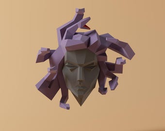 Medusa - Papercraft Modèle, Origami 3D, Décoration d&#39;intérieur, Cadeaux. PDF, SVG, DXF, Cricut, Silhouette Cameo