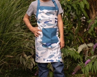 Children's apron design fish and dinosaurs